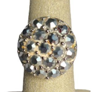 Vintage, Sarah Coventry, Dazzler 1974, Crystals, Cluster, Raised, Cocktail ring